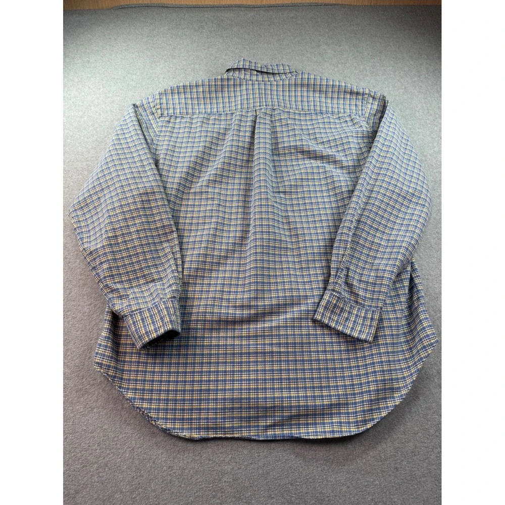 Polo Ralph Lauren Mens XL Classic Fit Plaid Button Down Shirt Blue Yellow Cotton